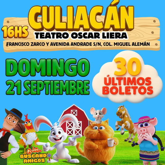 ❌❌AGOTADO❌❌ La Granja de Zenón en CULIACÁN-SINALOA / 🗓️ 21 de SEPTIEMBRE - 16:00hs