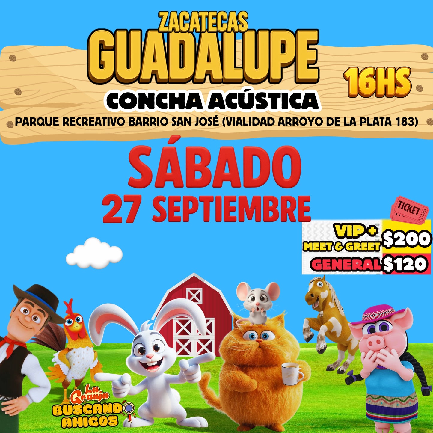 La Granja de Zenón en ZACATECAS-GUADALUPE / 🗓️ 27 de SEPTIEMBRE - 16:00hs